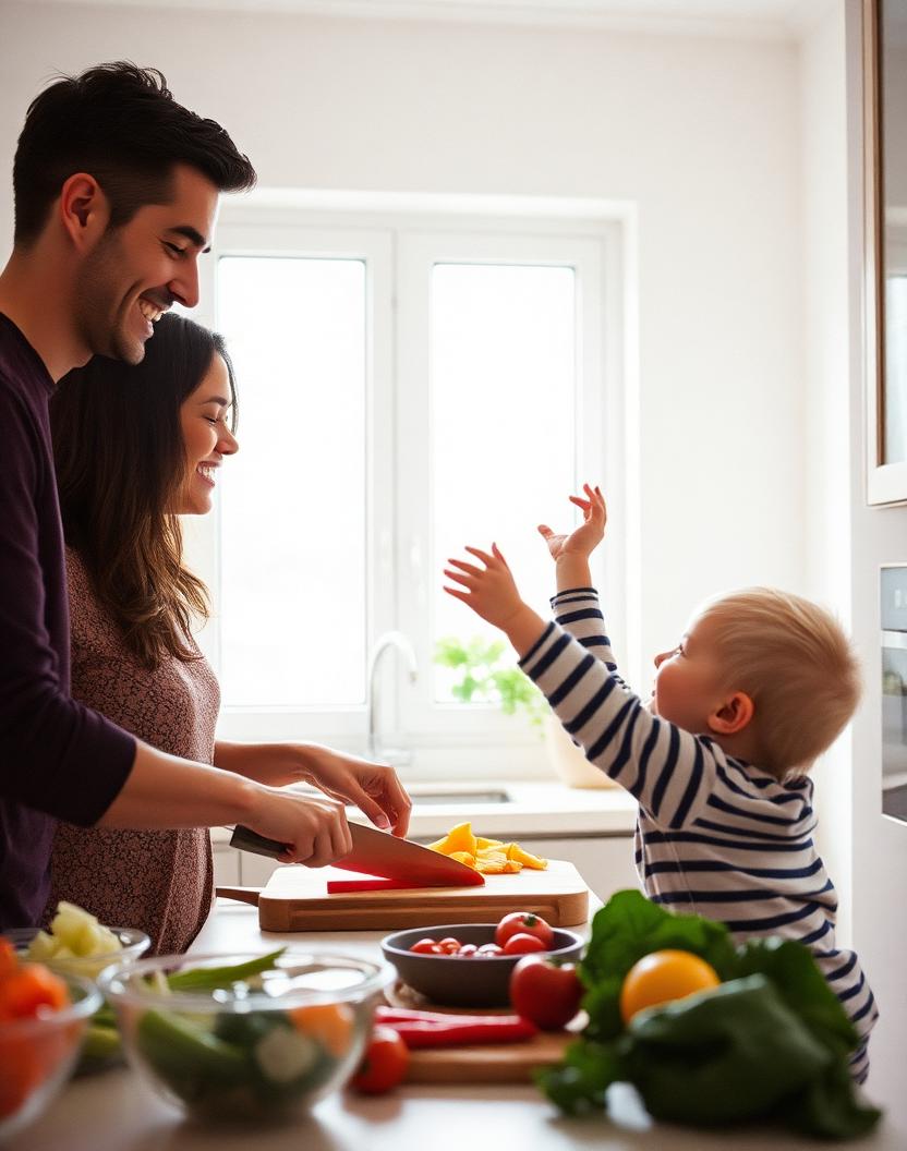 A family sharing a meal together